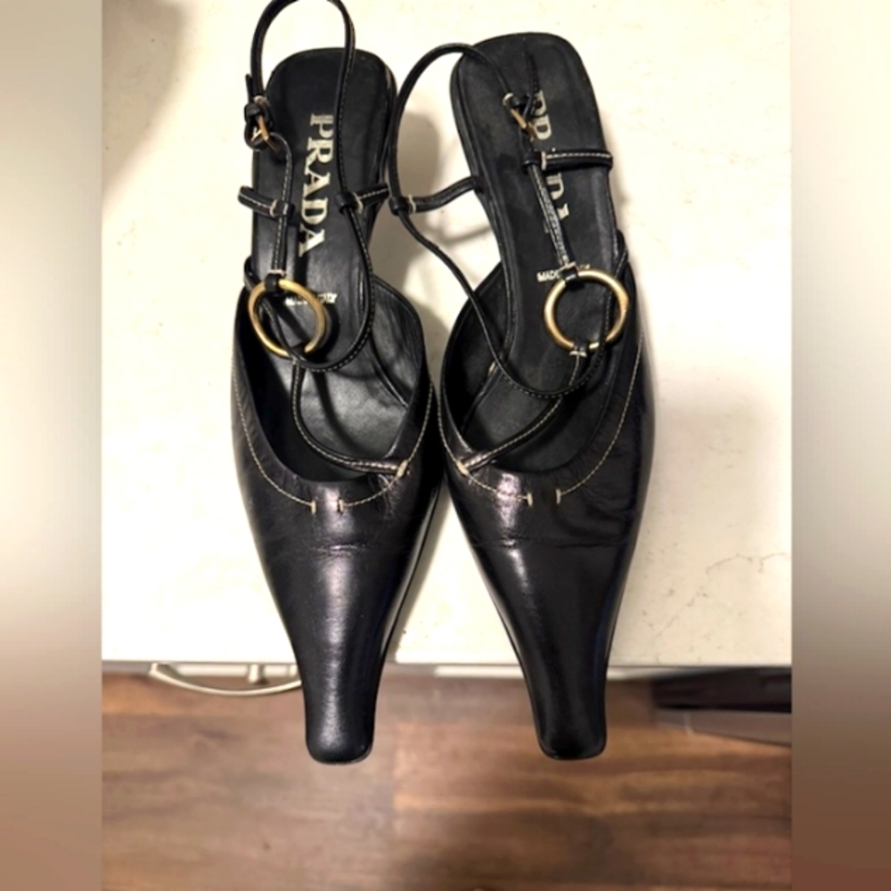 Prada black leather